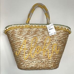NWT Aloha Straw Beach Bag